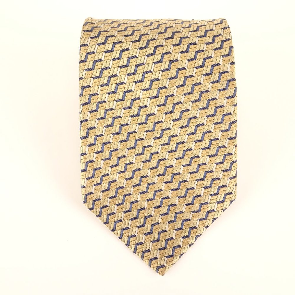 Geoffrey Beene Men Handmade 100% Silk Necktie Gold